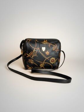 Vintage Mark Cross Leather Crossbody Bag with Gold Emblem